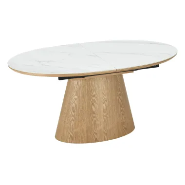Invicta Stół UNIQUE owalny rozkładany optyka białego marmuru 160 - 200cm / 47658