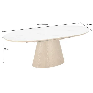 Invicta Stół UNIQUE owalny rozkładany optyka białego marmuru 160 - 200cm / 47658