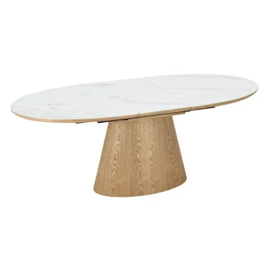 Invicta Stół UNIQUE owalny rozkładany optyka białego marmuru 160 - 200cm / 47658