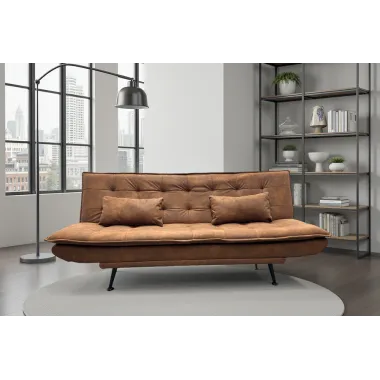 Invicta Sofa rozkładana JAZZ 3-osobowa mikrofibra brązowa 195cm / 47525