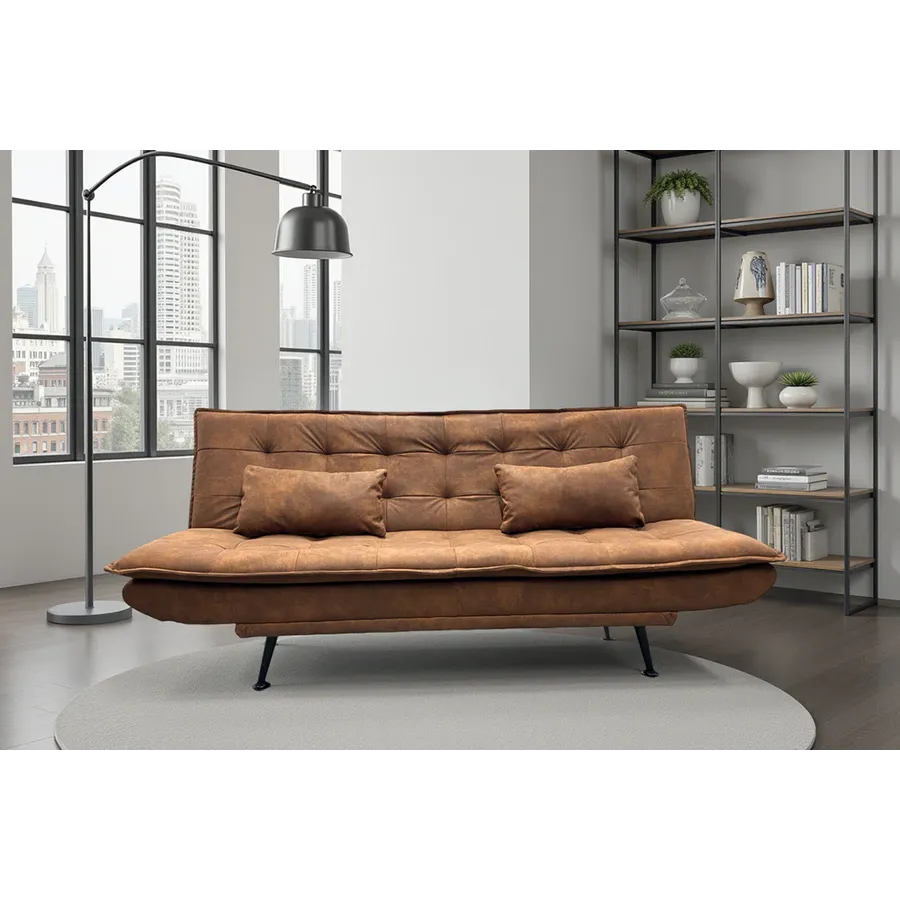 Invicta Sofa rozkładana JAZZ 3-osobowa mikrofibra brązowa 195cm / 47525