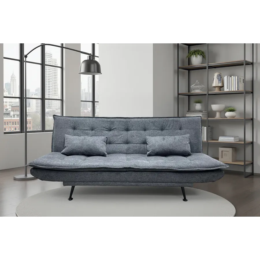 Invicta Sofa rozkładana JAZZ 3-osobowa tkanina szara 195cm / 47529