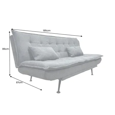 Invicta Sofa rozkładana JAZZ 3-osobowa tkanina szara 195cm / 47529