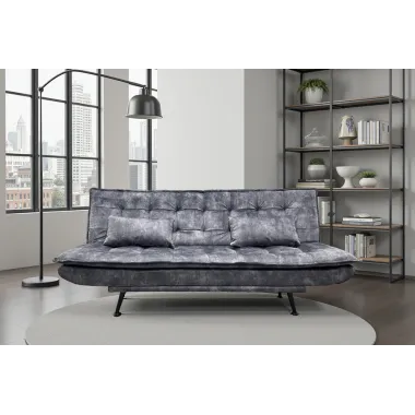 Invicta Sofa rozkładana JAZZ 3-osobowa szary aksamit 195cm / 47528