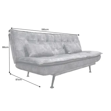 Invicta Sofa rozkładana JAZZ 3-osobowa szary aksamit 195cm / 47528
