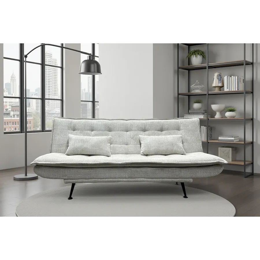 Invicta Sofa rozkładana JAZZ 3-osobowa tkanina szenilowa szampański beż 195cm / 47527