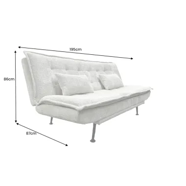 Invicta Sofa rozkładana JAZZ 3-osobowa tkanina szenilowa szampański beż 195cm / 47527