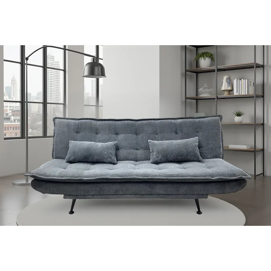 Invicta Sofa rozkładana JAZZ 3-osobowa szary sztruks 195cm / 47524