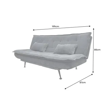 Invicta Sofa rozkładana JAZZ 3-osobowa szary sztruks 195cm / 47524