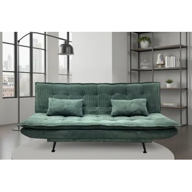 Invicta Sofa rozkładana JAZZ 3-osobowa zielony sztruks 195cm / 47523