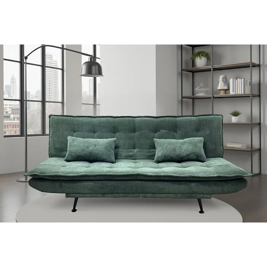 Invicta Sofa rozkładana JAZZ 3-osobowa zielony sztruks 195cm / 47523