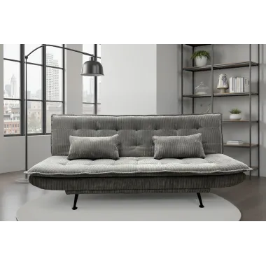 Invicta Sofa rozkładana JAZZ 3-osobowa jasnoszary sztruks 195cm / 47522