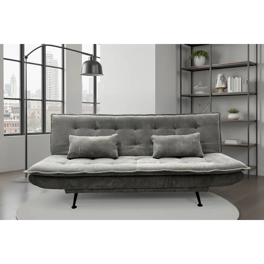 Invicta Sofa rozkładana JAZZ 3-osobowa jasnoszary sztruks 195cm / 47522