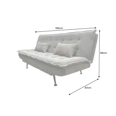 Invicta Sofa rozkładana JAZZ 3-osobowa jasnoszary sztruks 195cm / 47522