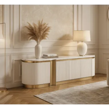 Livin Hill Stilig ST916F Komoda RTV białe ecru marmur MDF 200cm / ST916F