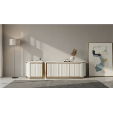 Livin Hill Stilig ST916F Komoda RTV białe ecru marmur MDF 200cm / ST916F