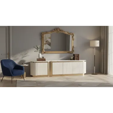 Livin Hill Stilig ST916F Komoda RTV białe ecru marmur MDF 200cm / ST916F