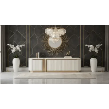 Livin Hill Stilig ST916F Komoda RTV białe ecru marmur MDF 200cm / ST916F