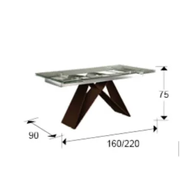 MIKA Stół do jadalni rozkładany szklany blat brązowe nogi 160 - 220 x 75 x 90cm / 713023