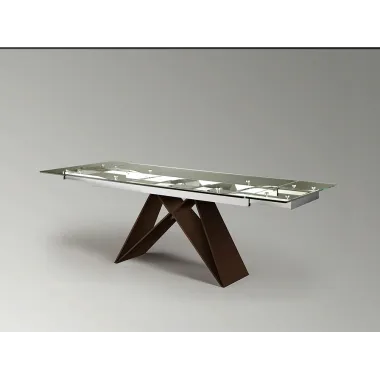 MIKA Stół do jadalni rozkładany szklany blat brązowe nogi 160 - 220 x 75 x 90cm / 713023