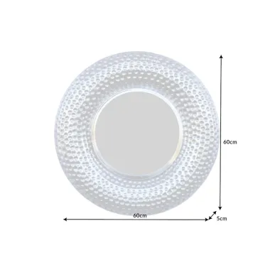 Invicta ORIENT Lustro srebrna rama młotkowana Ø 60cm / 40395