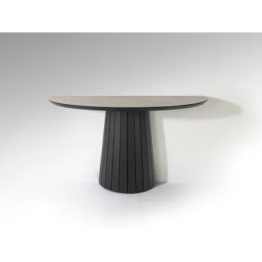 KORIA Konsola czarna blat optyka kamienia 130 x 80 x 42cm / 599481