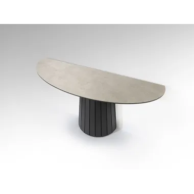 KORIA Konsola czarna blat optyka kamienia 130 x 80 x 42cm / 599481