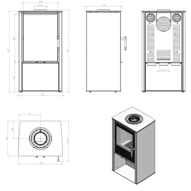 LUPO S LOFT Kominek wolnostojący jednostronny (czarny akuceram) 6,5 kW / LUPO S LOFT/BB