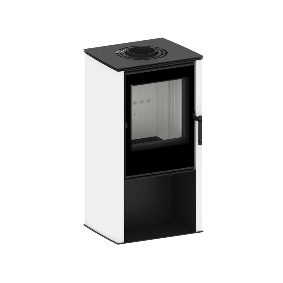 LUPO S Kominek wolnostojący jednostronny (białe panele boczne) 6,5 kW / LUPO S-W