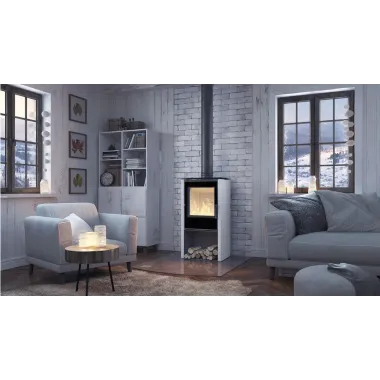 LUPO S Kominek wolnostojący jednostronny (białe panele boczne) 6,5 kW / LUPO S-W