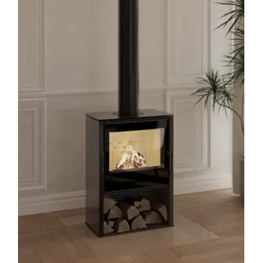 LUPO M Kominek wolnostojący (białe panele boczne) 8,7 kW / LUPO M-W