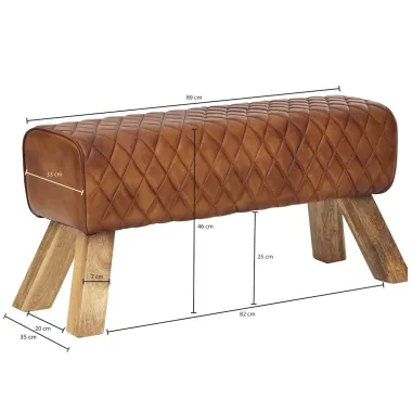 WOHNLING Ławka do siedzenie skóra naturalna brązowa 89 x 46 x 35cm / WL6.089