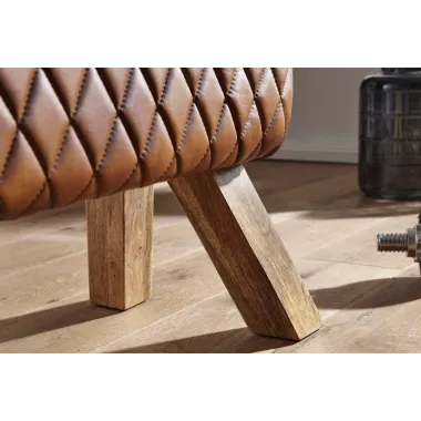 WOHNLING Ławka do siedzenie skóra naturalna brązowa 89 x 46 x 35cm / WL6.089