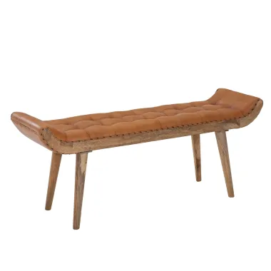 WOHNLING Ławka do siedzenie skóra naturalna brązowa 125 x 50 x 38cm / WL6.479