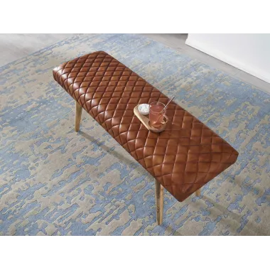 WOHNLING Ławka do siedzenie skóra naturalna brązowa 115 x 53 x 38cm / WL6.091