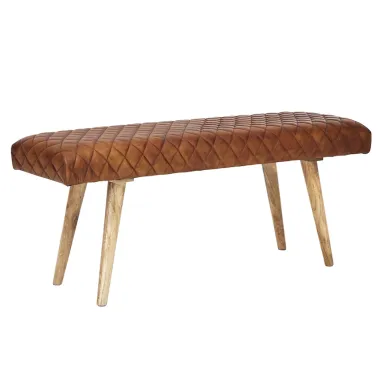 WOHNLING Ławka do siedzenie skóra naturalna brązowa 115 x 53 x 38cm / WL6.091