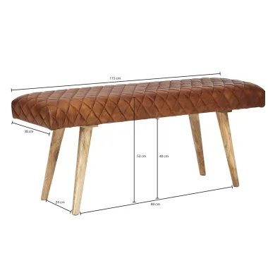 WOHNLING Ławka do siedzenie skóra naturalna brązowa 115 x 53 x 38cm / WL6.091