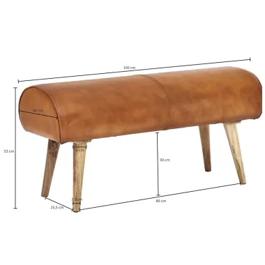 WOHNLING Ławka do siedzenie skóra naturalna brązowa ze schowkiem 100 x 53 x 40cm / WL6.086