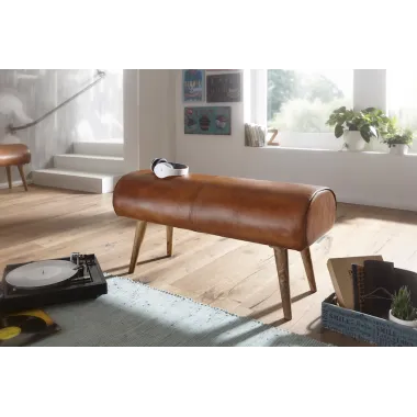 WOHNLING Ławka do siedzenie skóra naturalna brązowa ze schowkiem 100 x 53 x 40cm / WL6.086