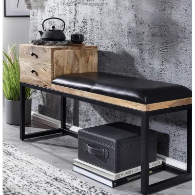 WOHNLING Ławka do siedzenie skóra naturalna brązowa ze schowkiem 100 x 48 x 38cm / WL6.479