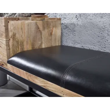 WOHNLING Ławka do siedzenie skóra naturalna brązowa ze schowkiem 100 x 48 x 38cm / WL6.479