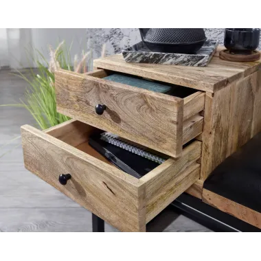 WOHNLING Ławka do siedzenie skóra naturalna brązowa ze schowkiem 100 x 48 x 38cm / WL6.479