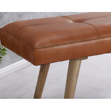 WOHNLING Ławka do siedzenie skóra naturalna brązowa 117 x 51 x 38cm / WL5.319