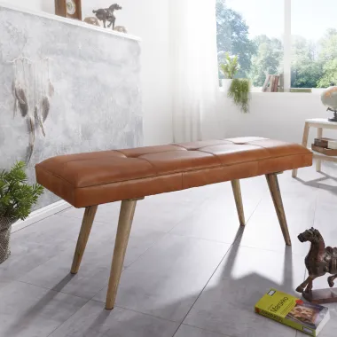 WOHNLING Ławka do siedzenie skóra naturalna brązowa 117 x 51 x 38cm / WL5.319