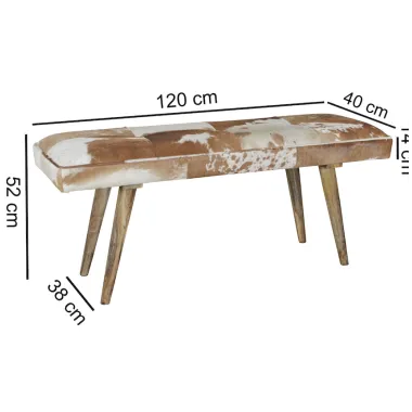 WOHNLING Ławka do siedzenie skóra naturalna dwukolorowa 120 x 52 x 40cm / WL5.103