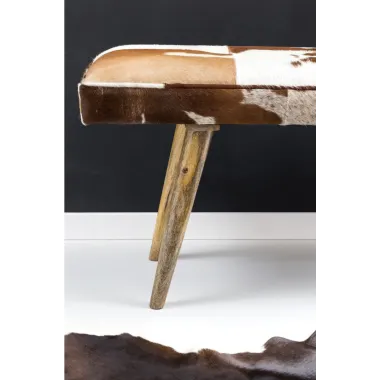 WOHNLING Ławka do siedzenie skóra naturalna dwukolorowa 120 x 52 x 40cm / WL5.103