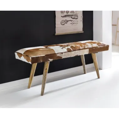 WOHNLING Ławka do siedzenie skóra naturalna dwukolorowa 120 x 52 x 40cm / WL5.103