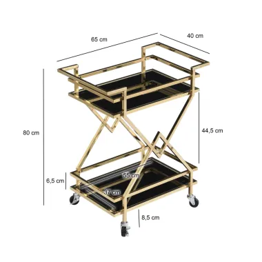 WOHNLING Wózek barowy złota rama 65 x 80 x 40cm / WL7.335
