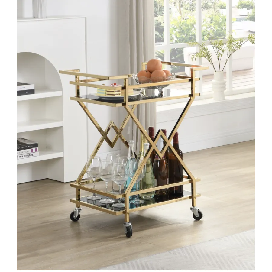 WOHNLING Wózek barowy złota rama 65 x 80 x 40cm / WL7.335