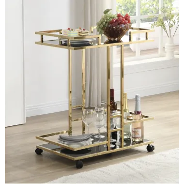 WOHNLING Wózek barowy złota rama 67,5 x 83,5 x 43cm / WL7.336